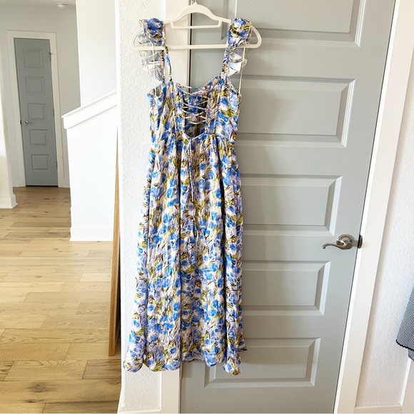 New ASTR Wedelia Bustier Midi Dress Yellow Blue Floral - Picture 6 of 6